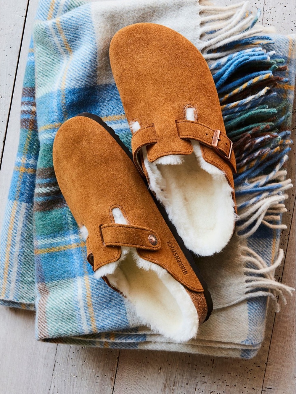 Birkenstock Boston Suede Shearling Clog - Mink